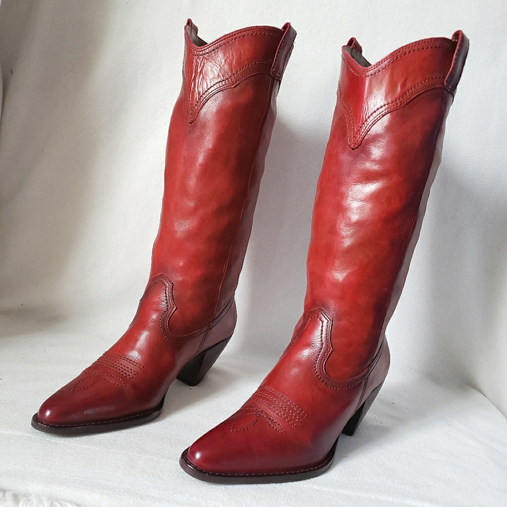 Vintage Red Heeled Boots